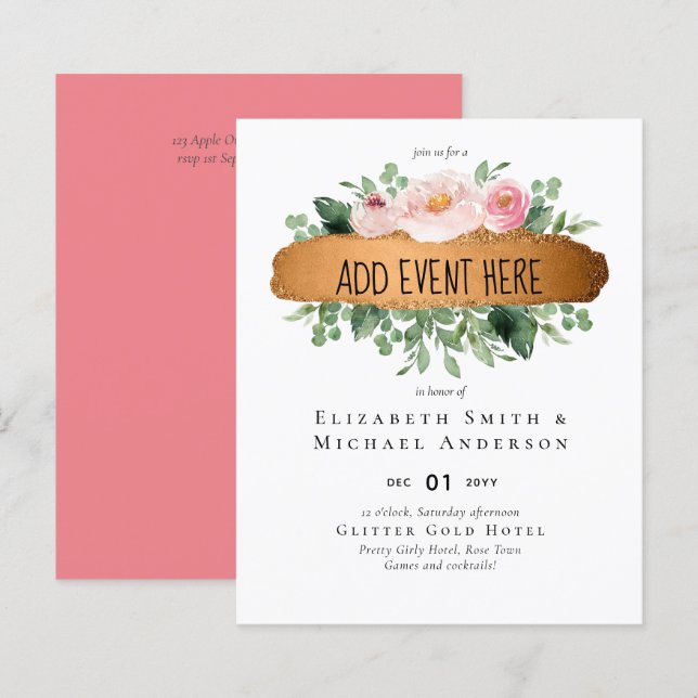 Rosa de Orçamento LeahG Casamento de Glam Dourado (Frente/Verso)