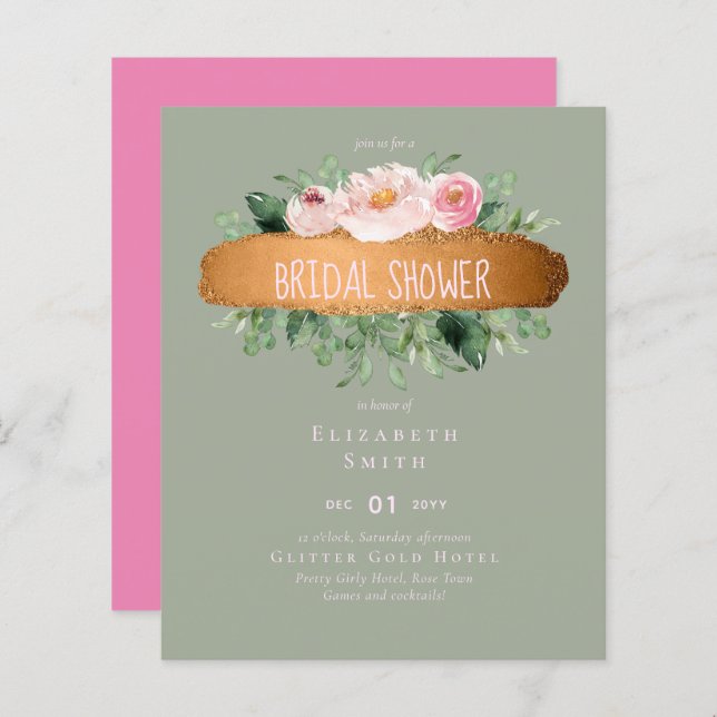 Rosa de Orçamento LeahG Casamento Girly (Frente/Verso)