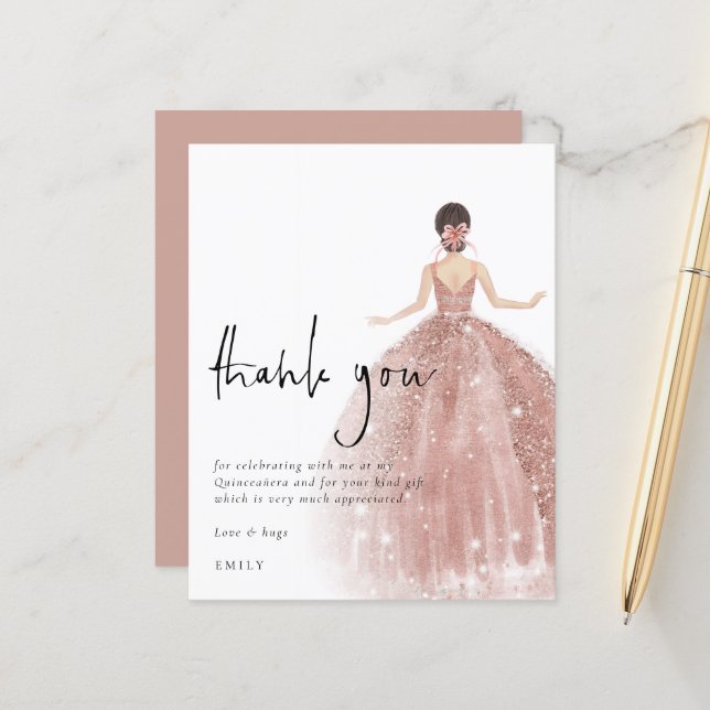 Rosa de Orçamento Obrigado Castanho Quinceañera (Frente/Verso In Situ)