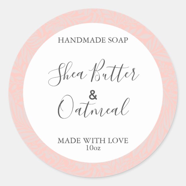 Rosa de Padrão Floral de Etiqueta de Sabão Persona (Frente)