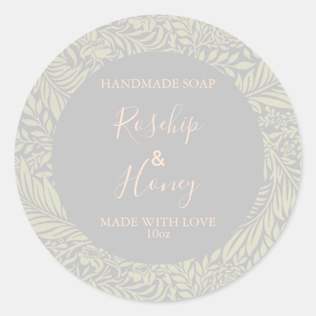 Rosa de Padrão Floral de Etiqueta de Sabão Persona (Frente)