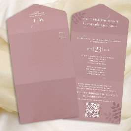 Rosa de RSVP de Código QR de Casamento Moderno