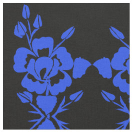 Rosa de Silhueta Azul e Preta no Tecido de Algodão