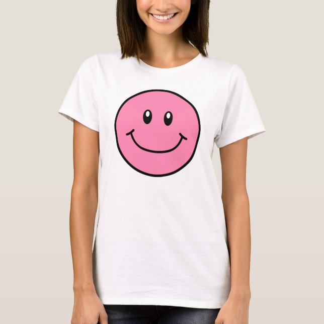 Rosa de sorriso 0001 da camisa da cara (Frente)