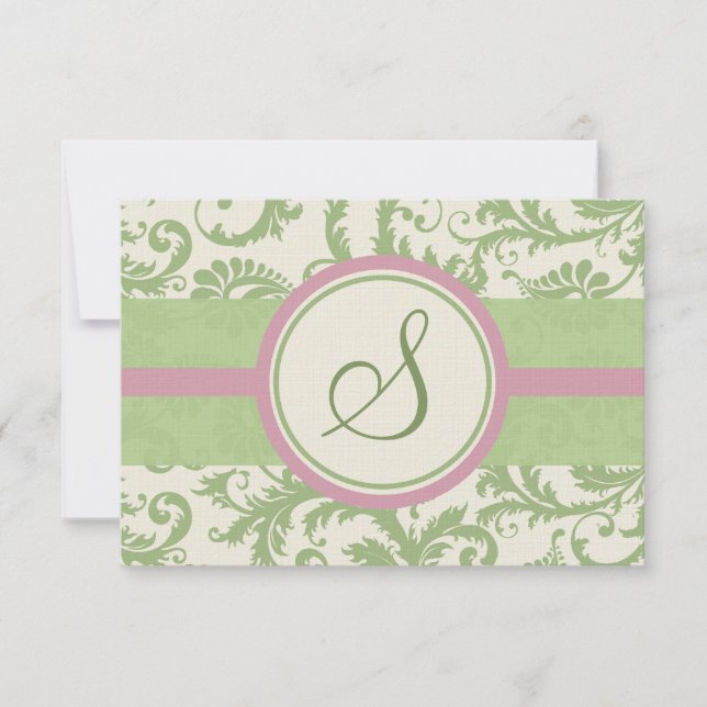 Rosa de tampo de pistachio RSVP de Casamento tema  (Frente)