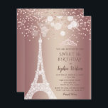 Rosa de Torre Eiffel Dourado 16 Suave Convite<br><div class="desc">Orçamento Torre Eiffel Rosa Dourada Sparkle Glitter Doce 16 Convite de Aniversário</div>