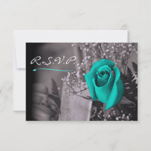 Rosa de Turquesa Elegante em RSVP de Cinzas de Que