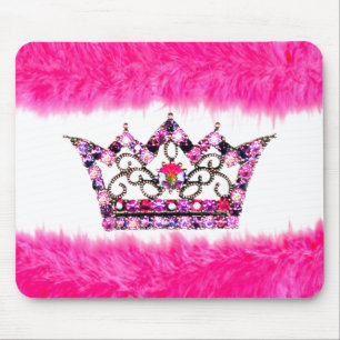 Rosa Divertido Tiara e Fluff Mousepad