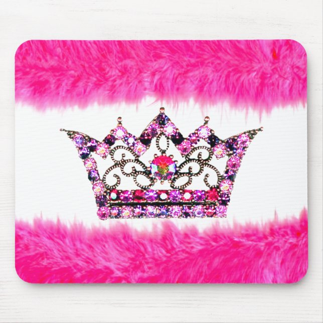 Rosa Divertido Tiara e Fluff Mousepad (Frente)