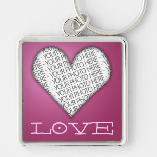 Rosa do coração do amor do chaveiro sua foto aqu