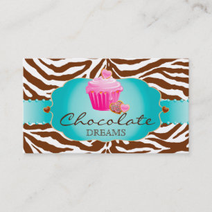 Rosa do cupcake do chocolate do cartão de visita