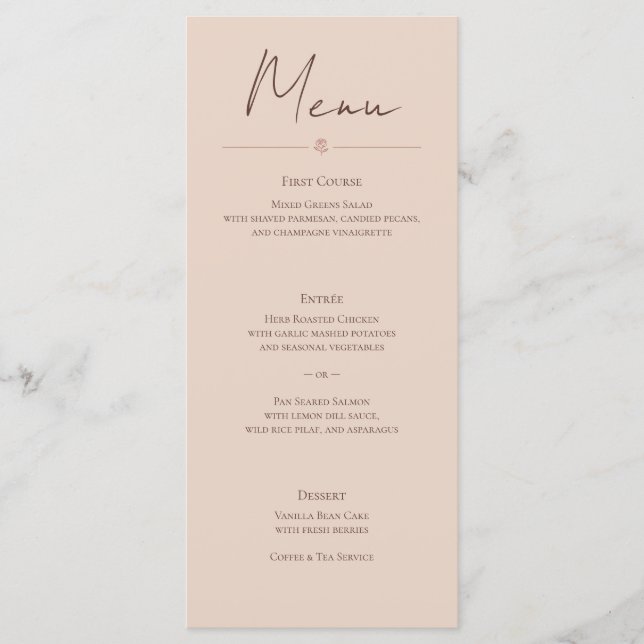 Rosa do Deserto – Cartão de Menu de Casamento Mini (Frente)