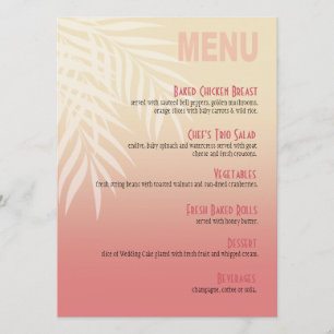 Rosa do menu do comensal da praia da brisa do