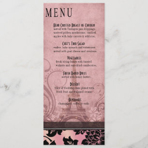 Rosa do menu do comensal da torre Eiffel de
