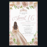 Rosa do Orçamento Princesa Dourada Tiara Sweet 16<br><div class="desc">Rosa Dourada Floral Princesa Tiara Sweet 16 Convite</div>
