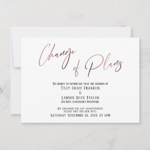 Rosa Dourada Alteração de Planos Adiada Cartão 