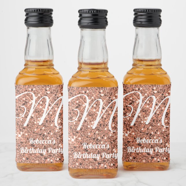 Rosa Dourada Glitter Monographic Party Favor Perso (Garrafas)