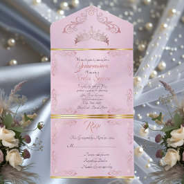 Rosa Dourado Bordado Vintage Quinceanera - Rosa Pa