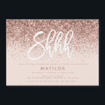 Rosa dourado, brilho moderno aniversário surpresa<br><div class="desc">Efeito ouro-rosa,  cinza-rosa-reluzente brilha o convite de aniversário surpresa da tipografia moderna. Moderno mínimo na design de tendência com o guião elegante chic. Parte de uma coleção de anos. Perfeito para a sua aniversária.</div>