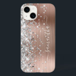 Rosa Dourado Brilho Prata Glam Feminino Assinatura<br><div class="desc">Feminino falso brilho prata cinza realces de glitter na borda esquerda sobre uma folha de metal rosa falsa batida em rosa dourado. A assinatura feminina moderna apresenta uma fonte de caligrafia branca elegante com caudas decorativas. Personalize os estilos de fonte para criar seu próprio acessório de telefone para sua melhor...</div>
