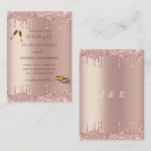 Rosa Dourado Casamento Glitter Convite Sua Design