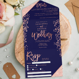 Rosa dourado confete marinho casamento quic