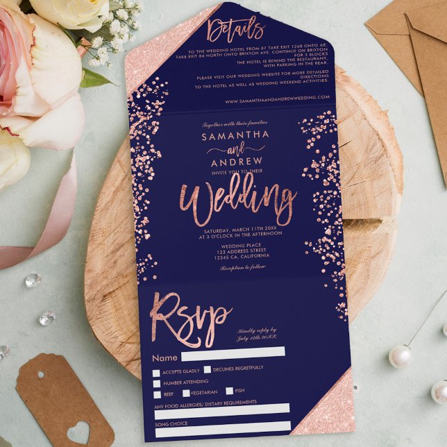 Rosa dourado confete marinho casamento quic (Criador carregado)