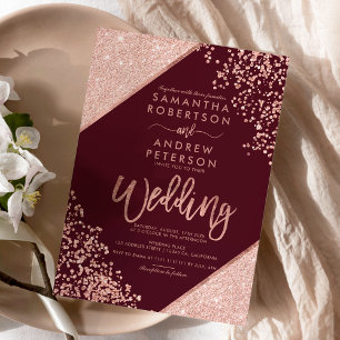Rosa dourado confetti orçamento vermelho casament