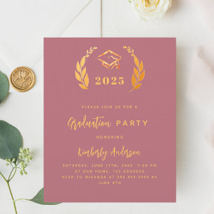Rosa dourado — convite para Festa de formatura 202