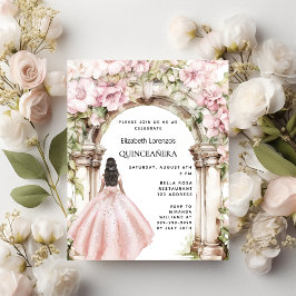 Rosa dourado cor-de-rosa arco Quinceanera convite