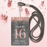 Rosa Dourado Doce 16 Crachá Aniversário VIP<br><div class="desc">Uma maneira inteligente de convidar seus convidados para sua doce festa de aniversário 16. Esses rosa personalizados convites para crachás de aprovação de 16 VIP, doces de ouro, têm certeza de impressionar seus convidados. Design apresenta um metal esfregado de rosa dourado falso com brilho prateado e uma fonte moderna escrita...</div>