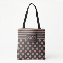 Rosa Dourado e Cinza XXOO Tote Bag