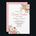 Rosa, Dourado e cor-de-rosa, Convite para 16 Festa<br><div class="desc">Rosa Dourado e rosa Flores Doces de 16 Partes Convidar Ver coleção correspondente na loja</div>