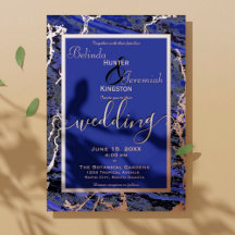 Rosa Dourado e Marinho 5" x 7" Convites para Casam
