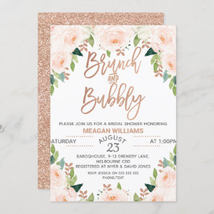 Rosa Dourado Floral Brunch - Convite para noivado