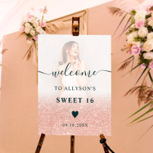 Rosa dourado foto ombre Sweet 16 Welcome