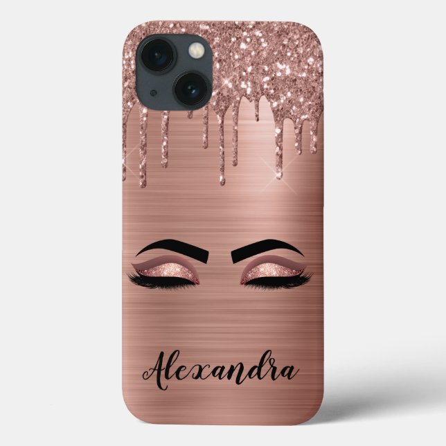 Rosa Dourado Glitter Sparkle Eyelashes Monograma (Verso)