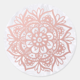 Rosa Dourado Mandala sobre o adesivo branco do már