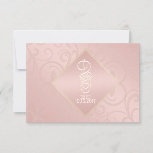 Rosa Dourado Padrão Obrigado Cartões (Frente)