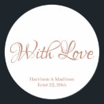 rosa dourado personalizado Etiquetas de bondade de<br><div class="desc">texto rosa dourado personalizado,  nome Dosagem de presente de casamento,  etiquetas adesivas com amor</div>