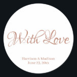 rosa dourado personalizado Etiquetas de bondade de<br><div class="desc">texto rosa dourado personalizado, nome Dosagem de presente de casamento, etiquetas adesivas com amor</div>