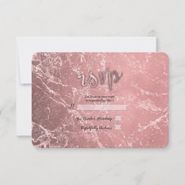Rosa Dourado Rosa Moderno Glam Marmore RSVP Respos (Frente)