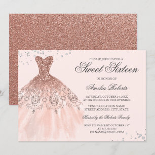 Rosa Dourado Sparkle Dress Doce Dezesseis Convite