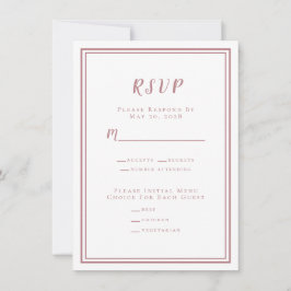 Rosa Dusty de Menu RSVP de Casamento Minimalista M