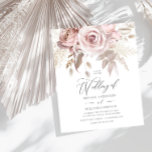 Rosa Dusty e Flores de Blush em um Casamento de Or<br><div class="desc">Rosa Dusty e Flores de Blush em um Convite de Casamento de Orçamento</div>