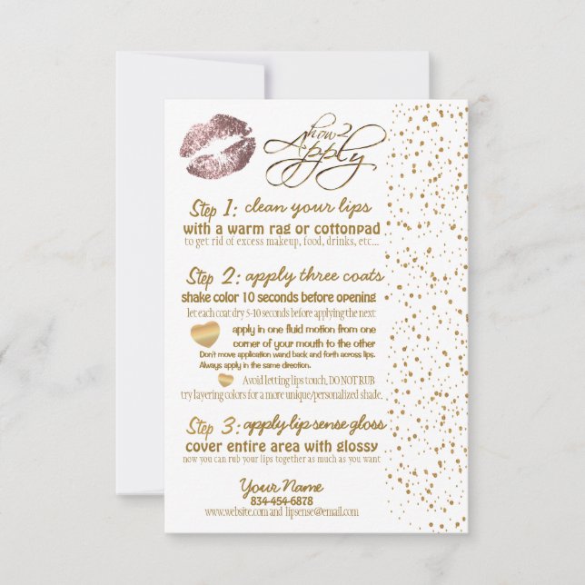 Rosa Dusty e instruções Douradas do clipe de fetti (Frente)