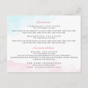 Rosa e azul da aguarela dos cartões de informação