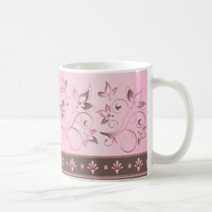 Rosa e caneca cerâmica floral de Brown