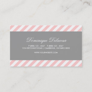 Rosa e cartão de visita cinzento das listras da