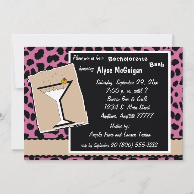 Rosa E Convite de festas-Leopardo De Chocolate De  (Frente)